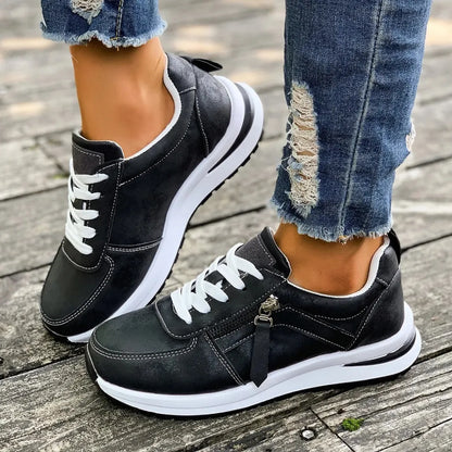 Livia Dames Sneakers - Comforabele Veterschoenen met Demping