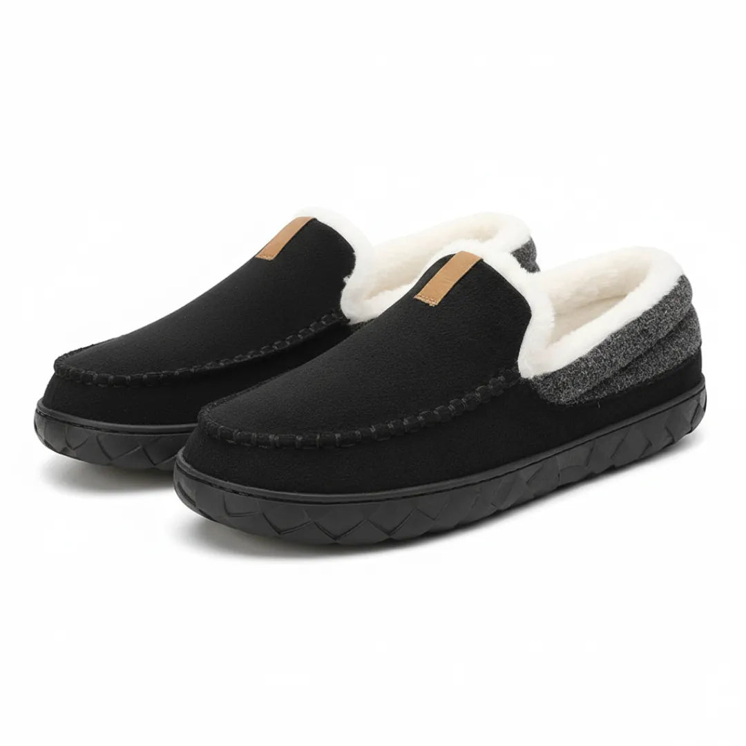 Luca Instappers Heren – Warme Suède Loafers Pantoffels met Harde Zool