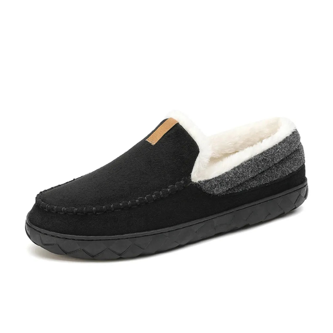Luca Instappers Heren – Warme Suède Loafers Pantoffels met Harde Zool