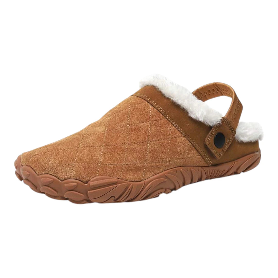 Vegan Leren Pantoffels met Kunstbont Voering - Warme Barefoot Schoenen