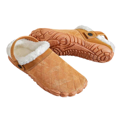 Vegan Leren Pantoffels met Kunstbont Voering - Warme Barefoot Schoenen