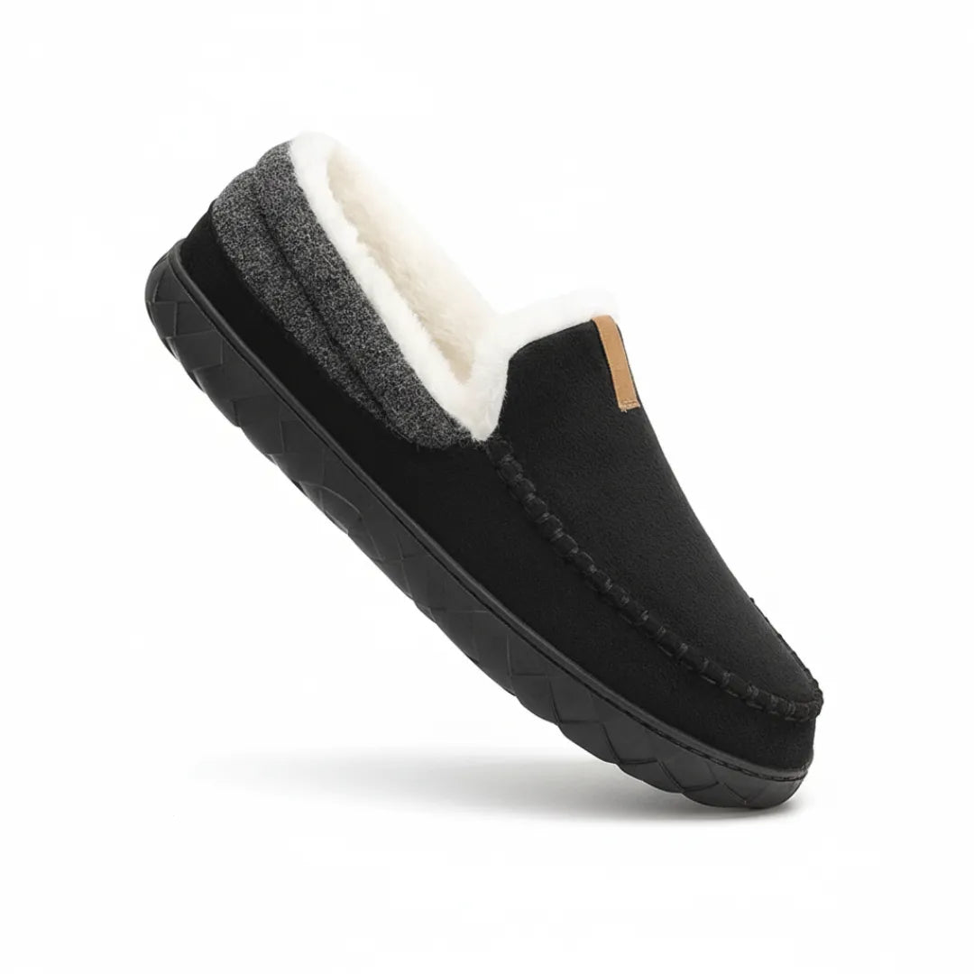 Luca Instappers Heren – Warme Suède Loafers Pantoffels met Harde Zool