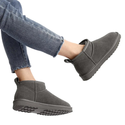 Alix Warm Suède Enkellaarsje Dames - Gevoerde Boots met Antislip zool