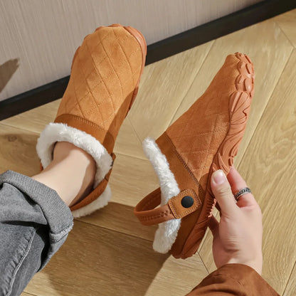 Vegan Leren Pantoffels met Kunstbont Voering - Warme Barefoot Schoenen