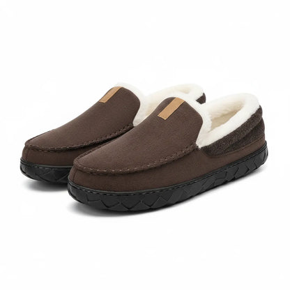 Luca Instappers Heren – Warme Suède Loafers Pantoffels met Harde Zool