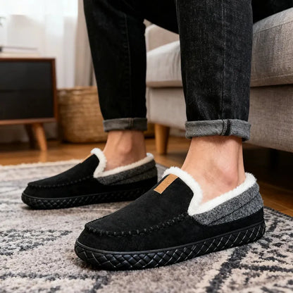 Luca Instappers Heren – Warme Suède Loafers Pantoffels met Harde Zool