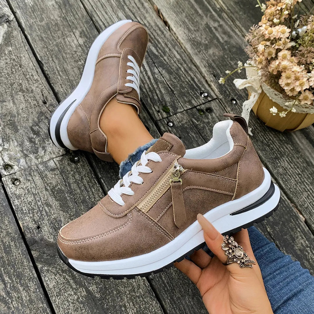 Livia Dames Sneakers - Comforabele Veterschoenen met Demping