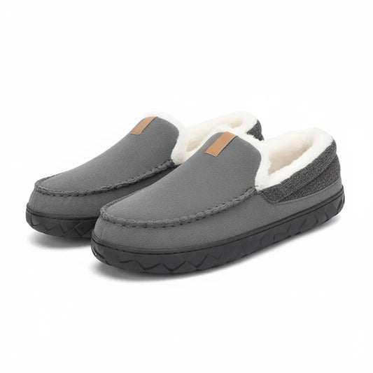 Luca Instappers Heren – Warme Suède Loafers Pantoffels met Harde Zool