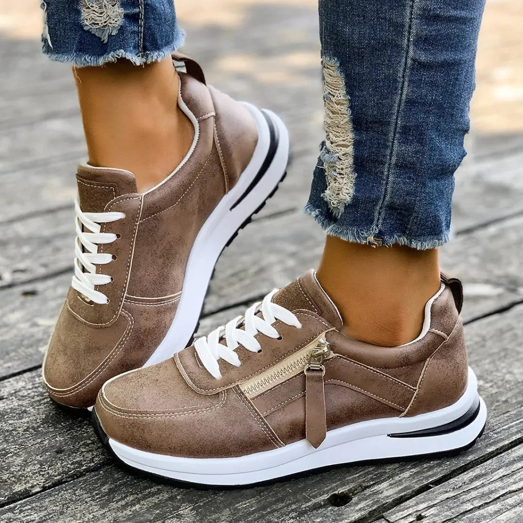 Livia Dames Sneakers - Comforabele Veterschoenen met Demping