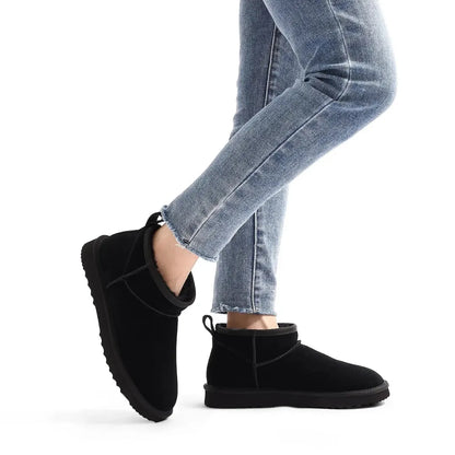 Alix Warm Suède Enkellaarsje Dames - Gevoerde Boots met Antislip zool