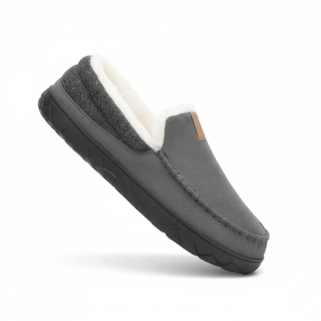 Luca Instappers Heren – Warme Suède Loafers Pantoffels met Harde Zool