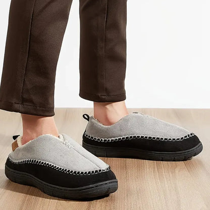 Olaf Zachte Heren Pantoffels met Wol – Sloffen met Harde Zool
