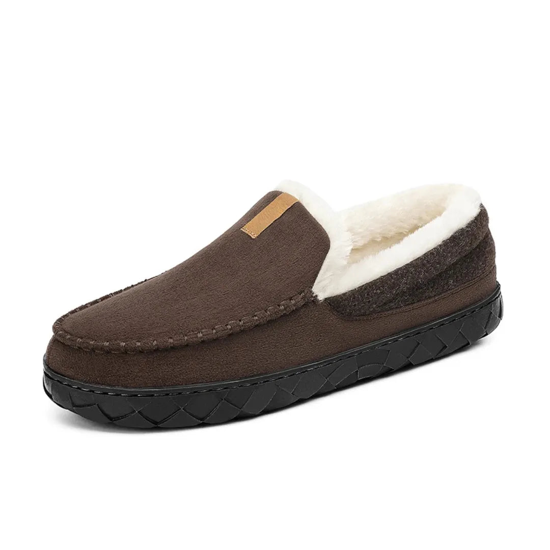 Luca Instappers Heren – Warme Suède Loafers Pantoffels met Harde Zool