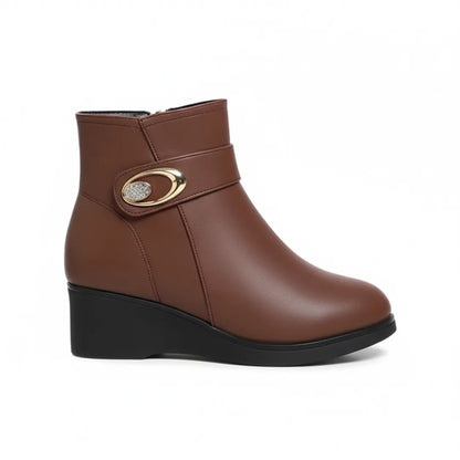 Celia Gevoerde Enkellaarzen Dames – Elegante Winter Boots met Hak