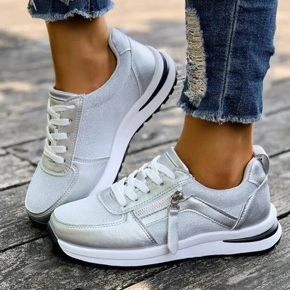 Livia Dames Sneakers - Comforabele Veterschoenen met Demping