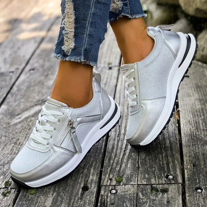 Livia Dames Sneakers - Comforabele Veterschoenen met Demping