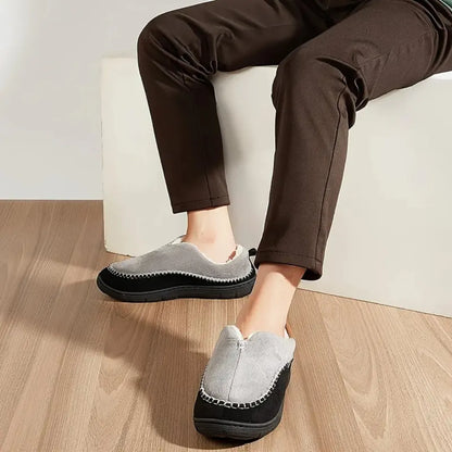 Olaf Zachte Heren Pantoffels met Wol – Sloffen met Harde Zool