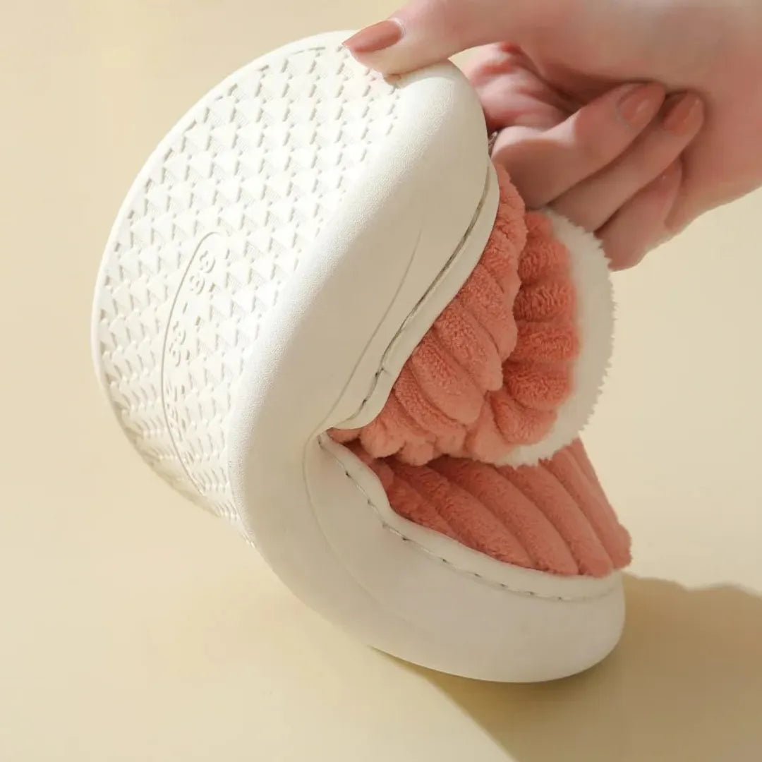 Nora Pantoffels Dames – Zachte Katoenen Sloffen met Bontvoering