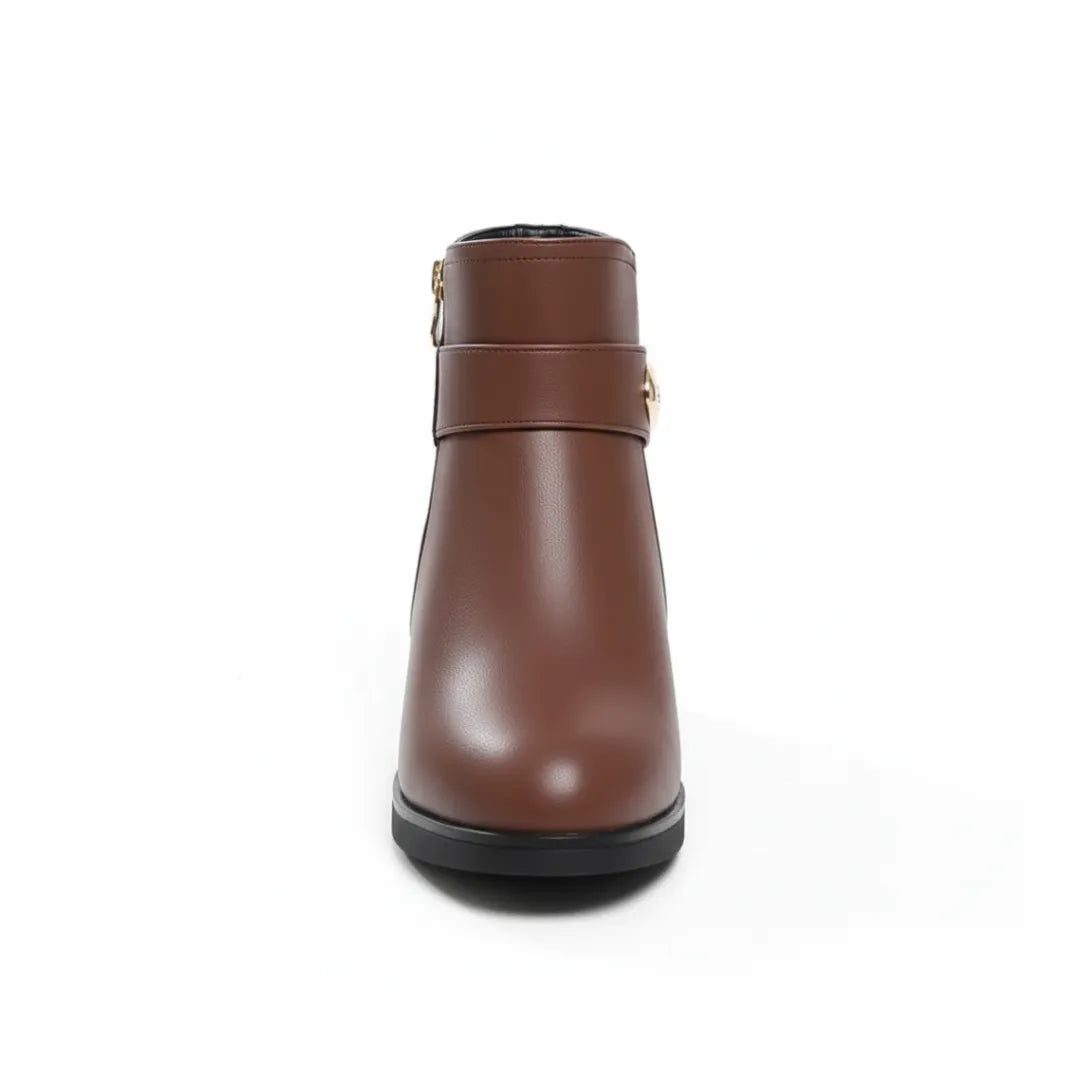 Celia Gevoerde Enkellaarzen Dames – Elegante Winter Boots met Hak