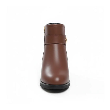 Celia Gevoerde Enkellaarzen Dames – Elegante Winter Boots met Hak