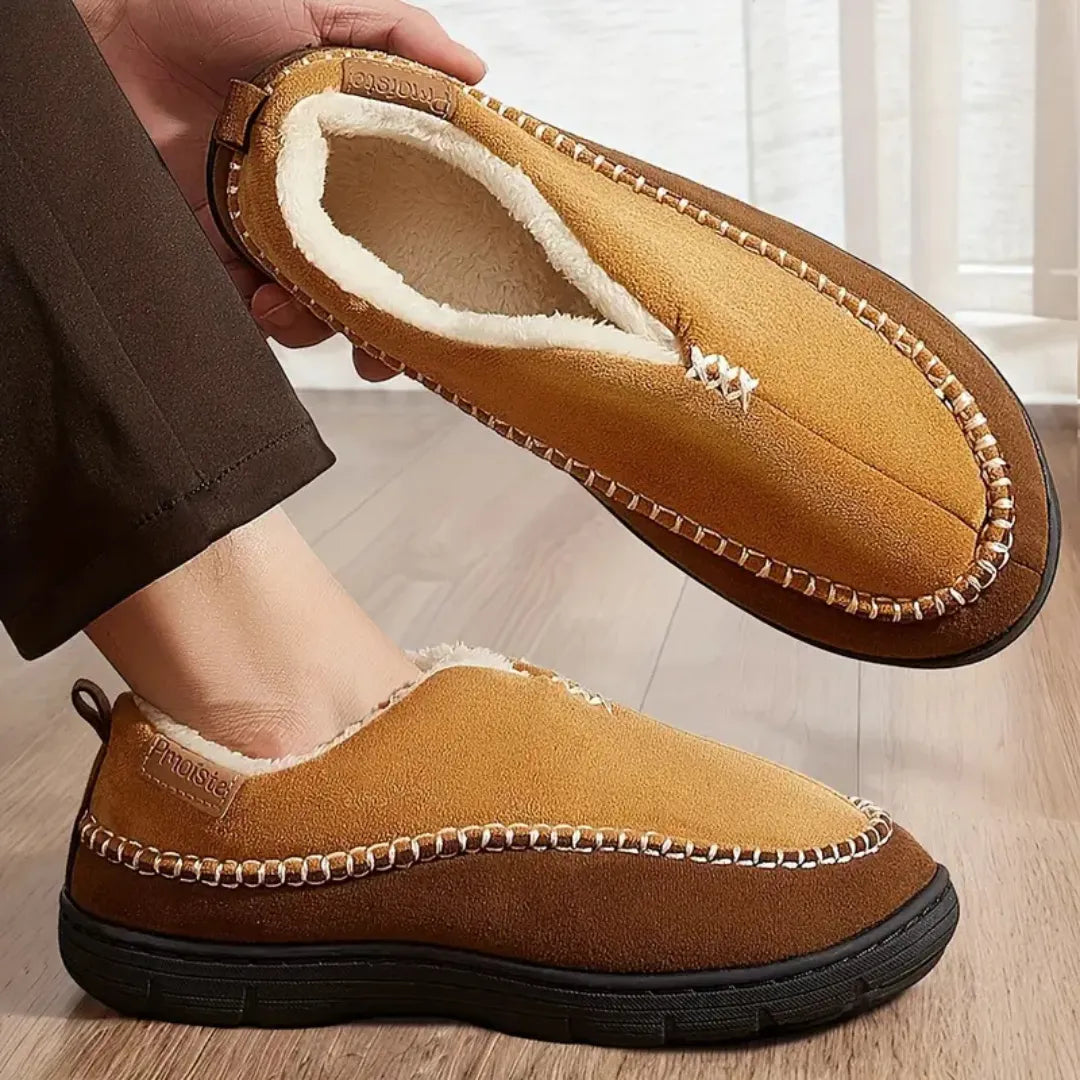 Olaf Zachte Heren Pantoffels met Wol – Sloffen met Harde Zool