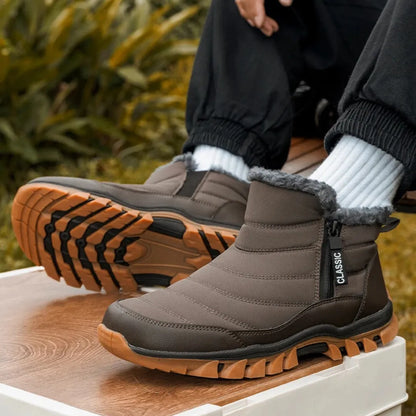Arv Heren Snowboots met Rits – Waterdichte Schoenen met Fleece Voering