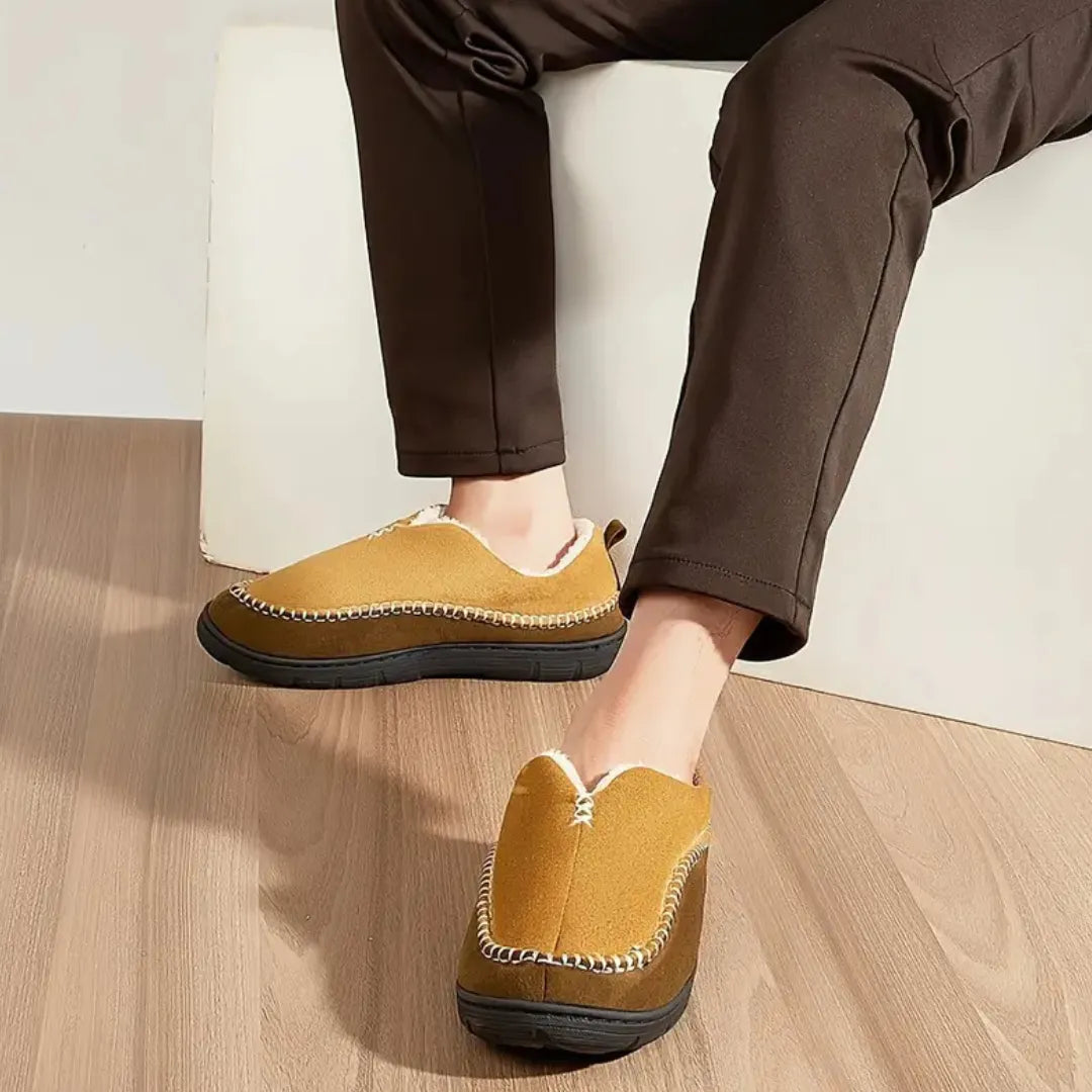 Olaf Zachte Heren Pantoffels met Wol – Sloffen met Harde Zool