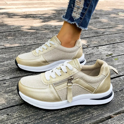 Livia Dames Sneakers - Comforabele Veterschoenen met Demping