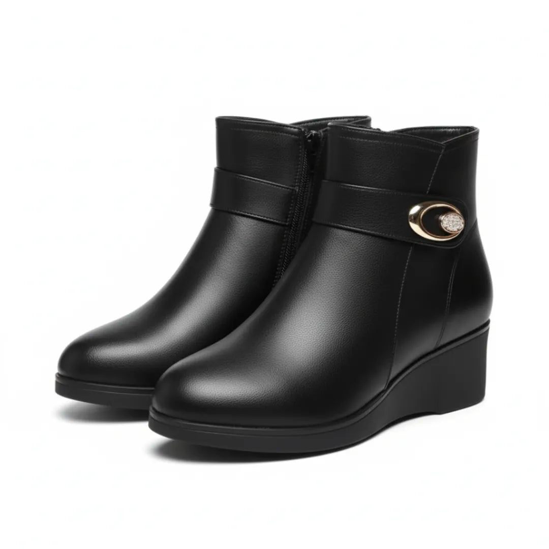 Celia Gevoerde Enkellaarzen Dames – Elegante Winter Boots met Hak