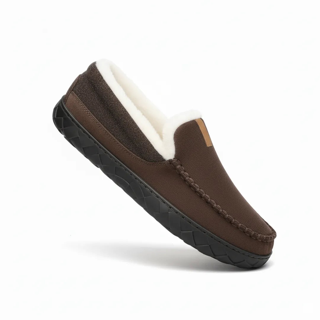 Luca Instappers Heren – Warme Suède Loafers Pantoffels met Harde Zool