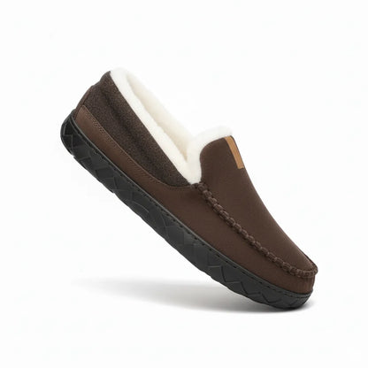 Luca Instappers Heren – Warme Suède Loafers Pantoffels met Harde Zool
