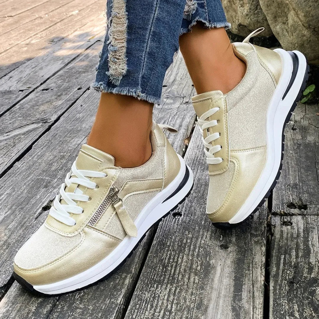 Livia Dames Sneakers - Comforabele Veterschoenen met Demping