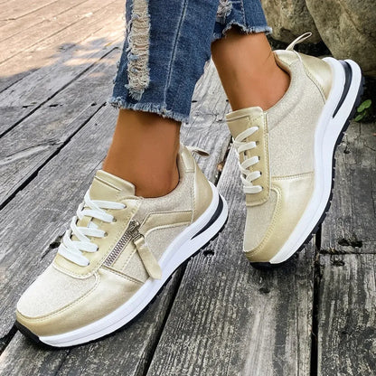 Livia Dames Sneakers - Comforabele Veterschoenen met Demping