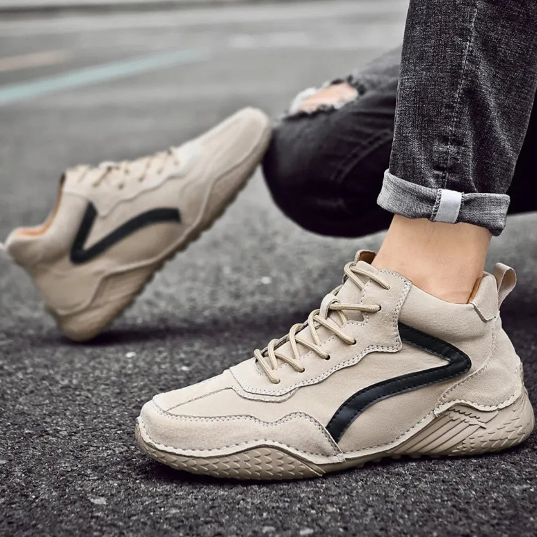 Arvid Leren Herenschoenen - Comfortabele Hoge Sneakers met Antislip