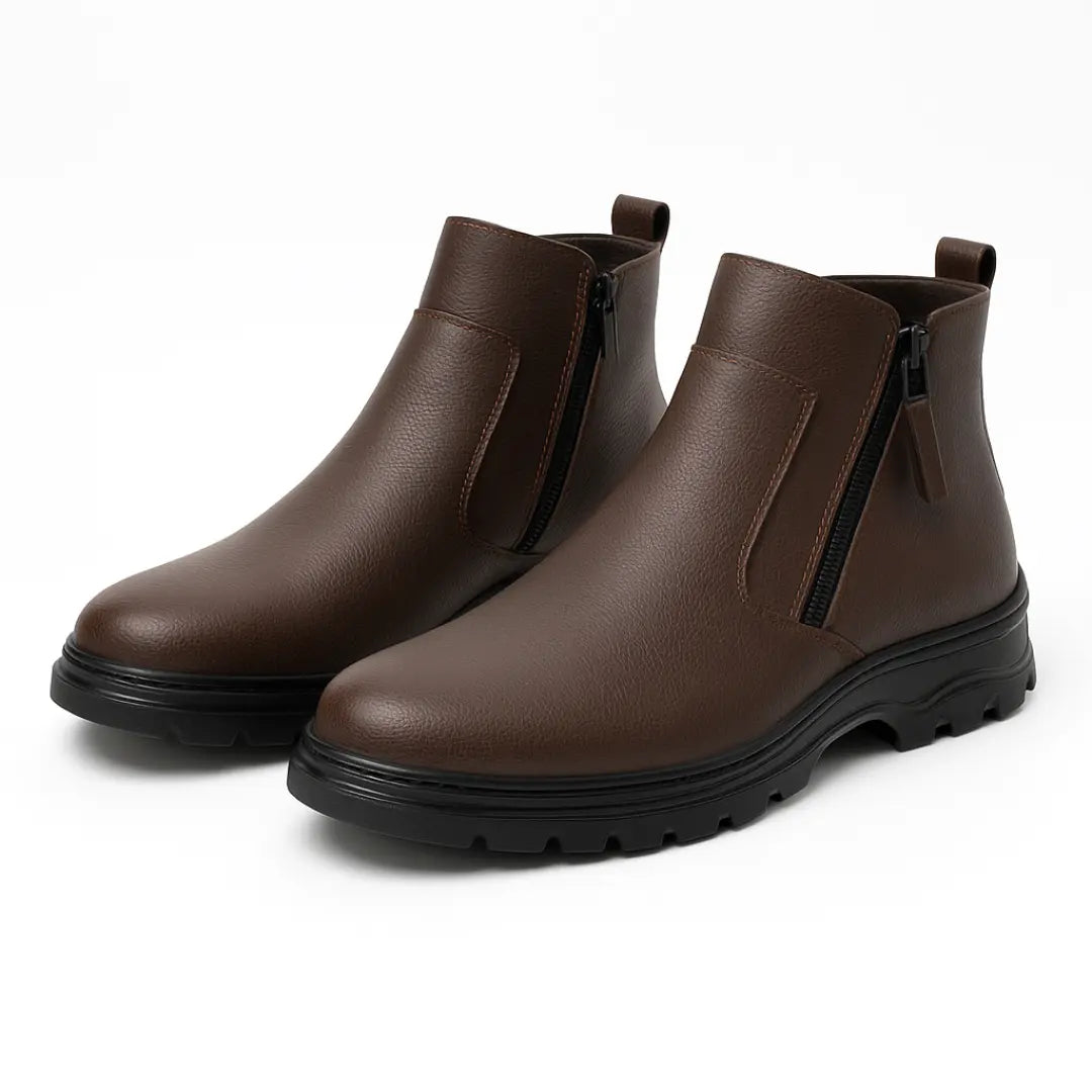 Zeno Leren Enkellaarzen Heren – Comfortabele Schoenen met Rits
