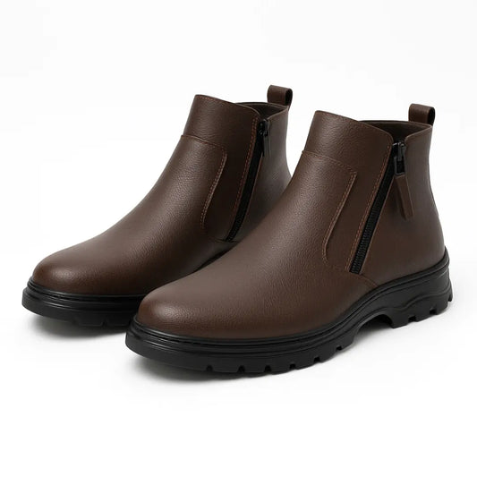 Zeno Leren Enkellaarzen Heren – Comfortabele Schoenen met Rits