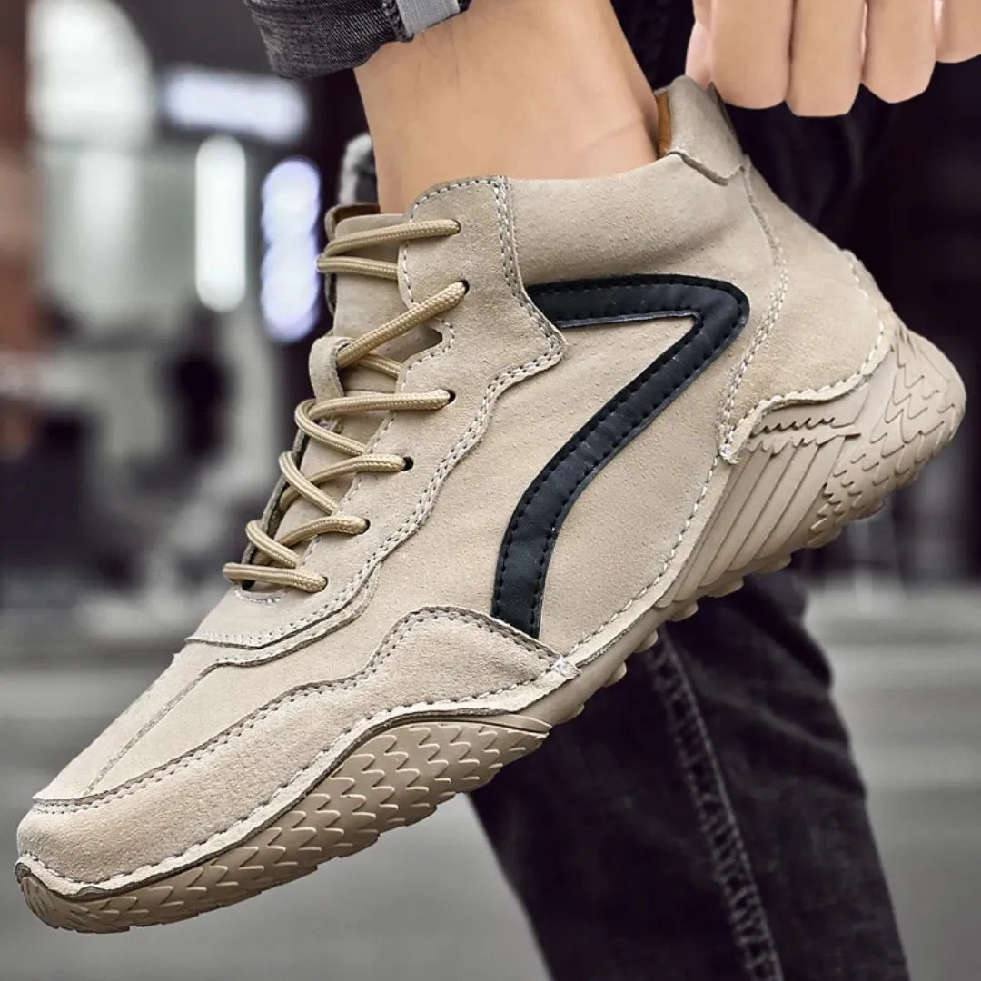 Arvid Leren Herenschoenen - Comfortabele Hoge Sneakers met Antislip