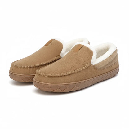 Luca Instappers Heren – Warme Suède Loafers Pantoffels met Harde Zool