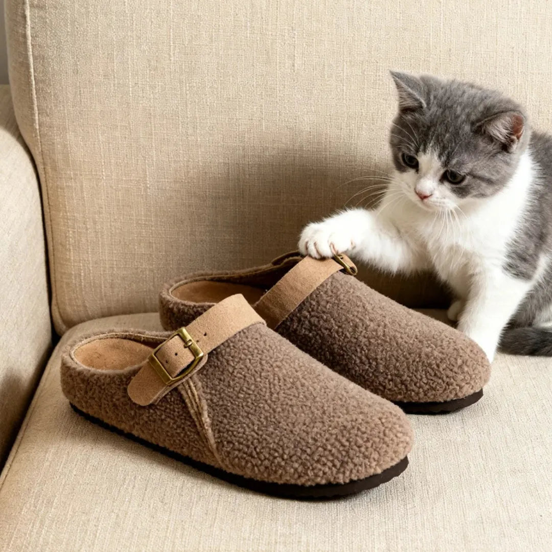 Thea Dames Pantoffels – Bontslippers met Kurkzool en Verstelbare Band