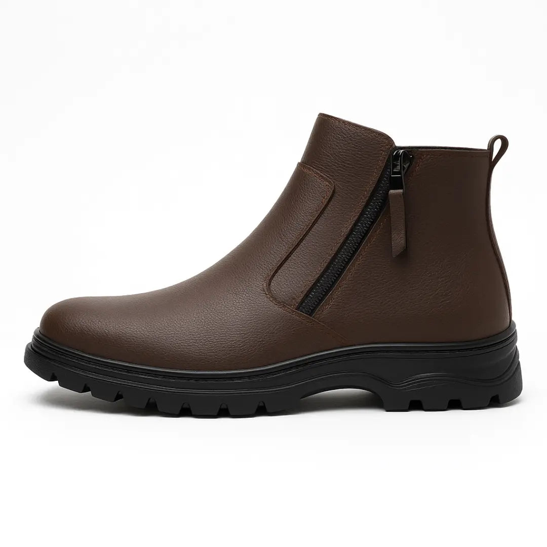Zeno Leren Enkellaarzen Heren – Comfortabele Schoenen met Rits