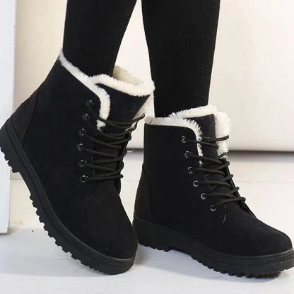 Dames Winterboots – Warme Enkellaarsjes met Voering en Antislip Zool