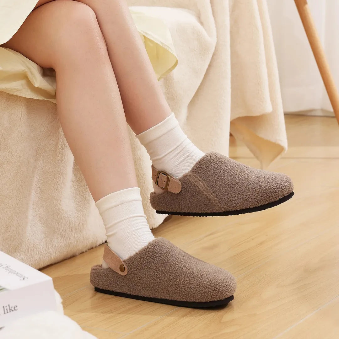 Thea Dames Pantoffels – Bontslippers met Kurkzool en Verstelbare Band