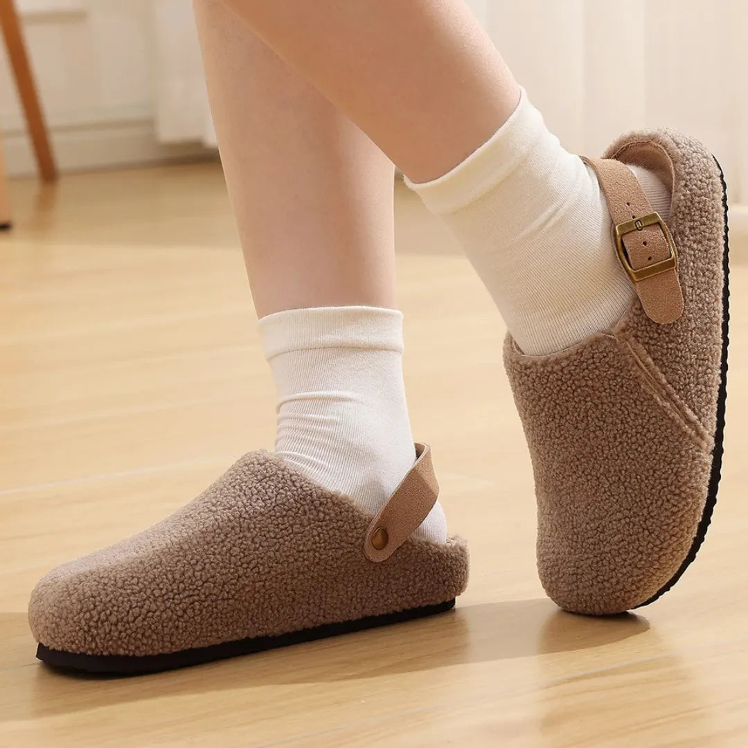 Thea Dames Pantoffels – Bontslippers met Kurkzool en Verstelbare Band