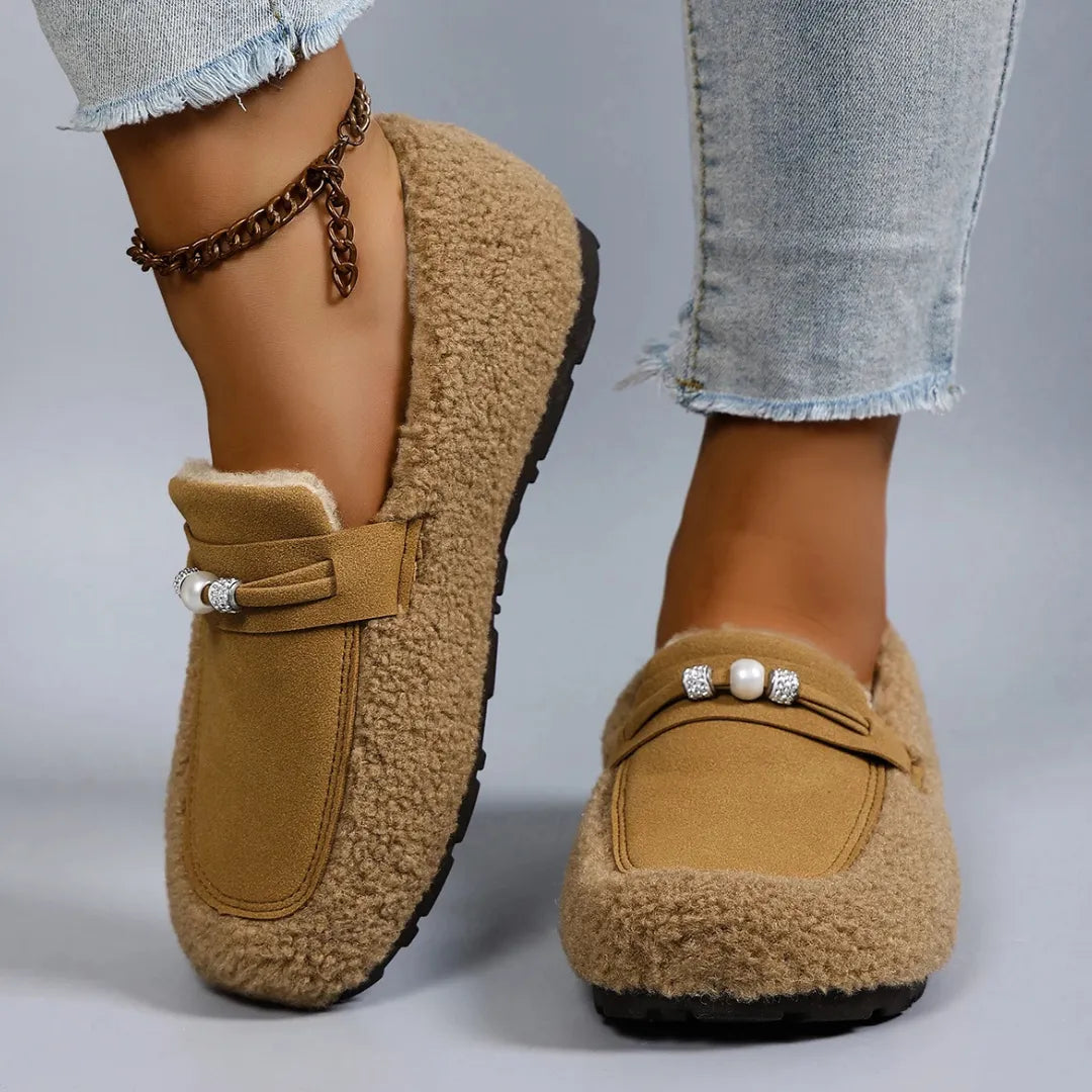 Elena Warme Pantoffels Dames – Gevoerde Loafers met Antislip Zool