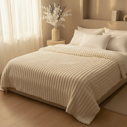 Beige Plaid - Zachte Fleece Woondeken Voor Op de Bank