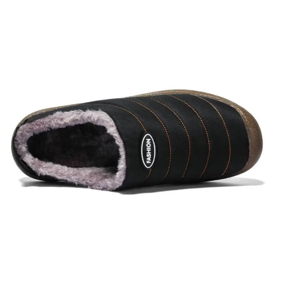 Chris Warm Gevoerde Heren Sloffen – Pantoffels met Bont en Harde Zool