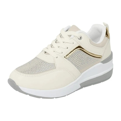 Oliva Dames Sneakers met Sleehak & Glitters - Schoenen met Hoge Zool