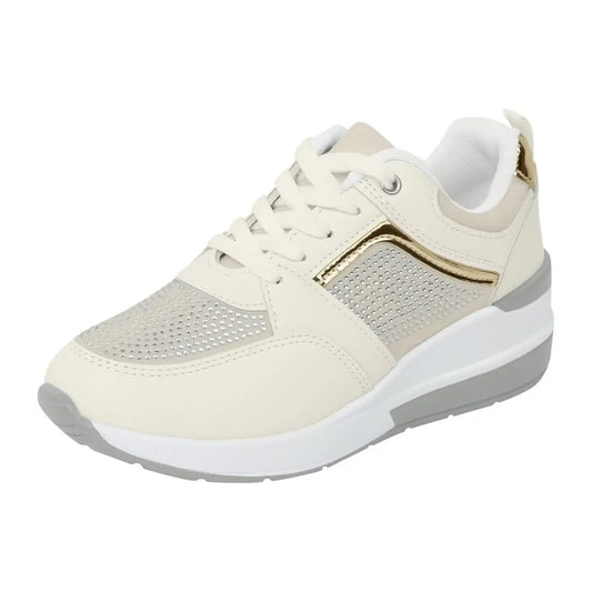 Oliva Dames Sneakers met Sleehak & Glitters - Schoenen met Hoge Zool
