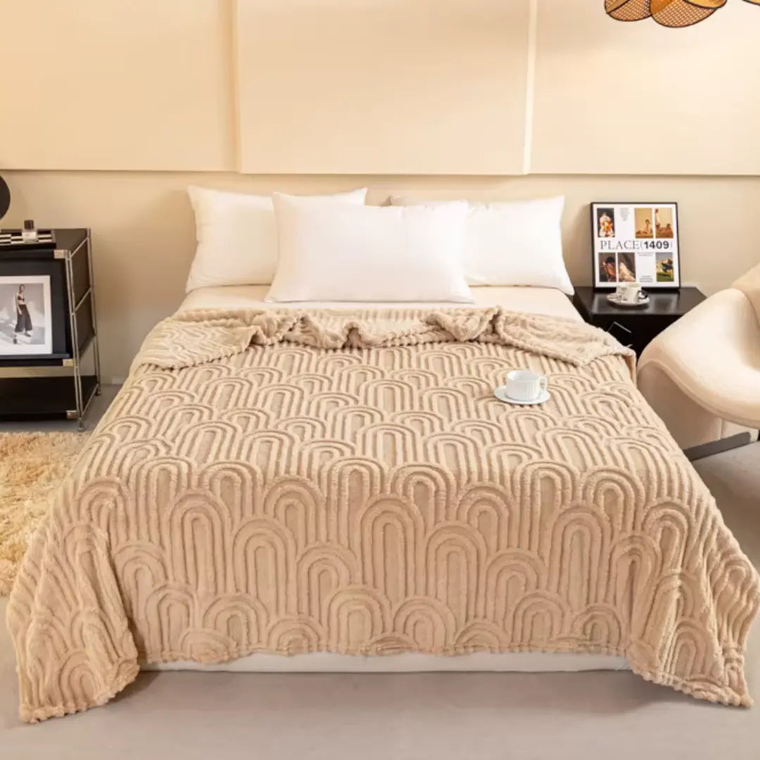 Fleece Deken met Teddy Plaid Textuur - Deken Voor Op de Bank