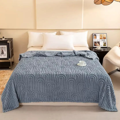Fleece Deken met Teddy Plaid Textuur - Deken Voor Op de Bank
